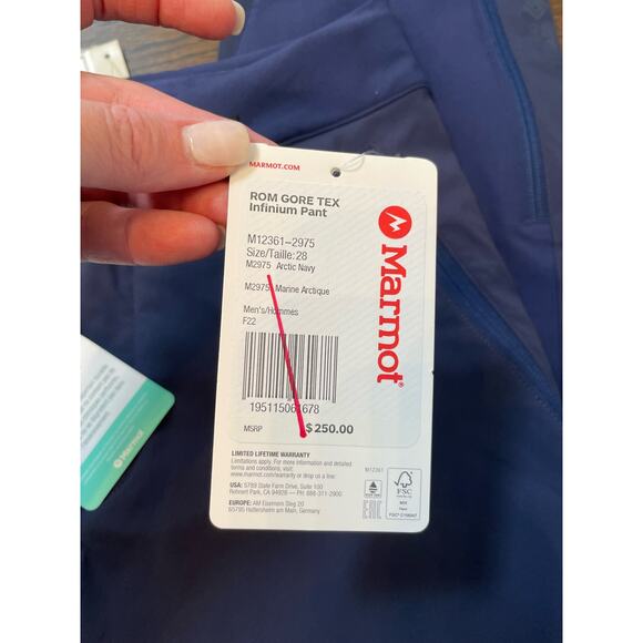 Marmot NWT Rom Gore Tex Infinium Bib Snow Ski Pants Arctic Navy Womens 28 - Picture 10 of 12